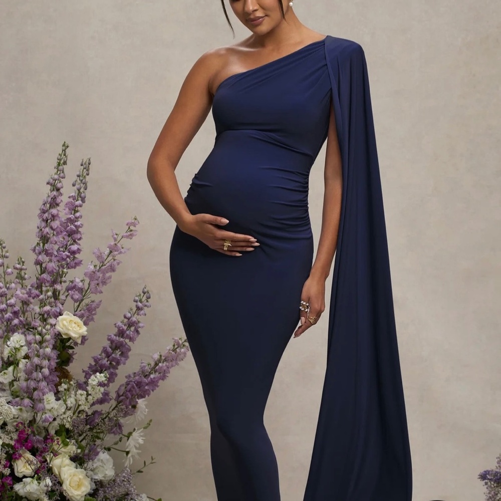 Club L London Navy One-Shoulder Dress